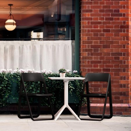 SIESTA Dream Folding Outdoor Bistro Set with White Table &amp; 2 Black Chairs ISP0791S-BLA-WHI